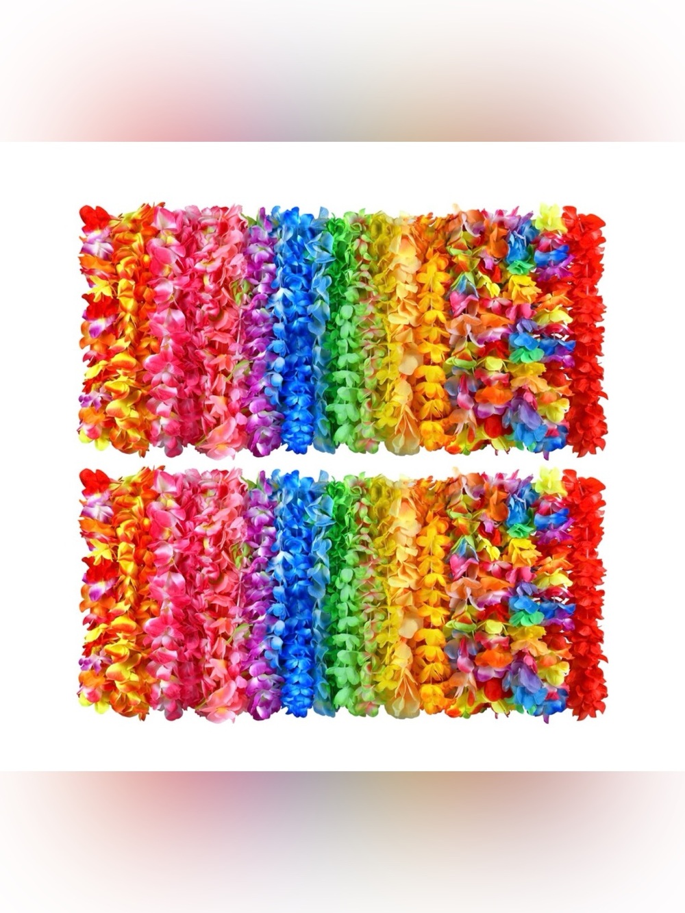 50 Pcs Hawaiian Leis, Hawaiian Necklace Silk Flower leis for Luau Beach Birthday